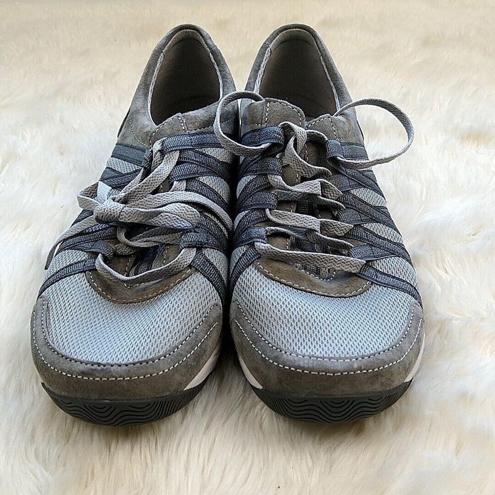Dansko Womens sz 40 Shoes‎ Sneakers Gray Leather Lace Up Comfort